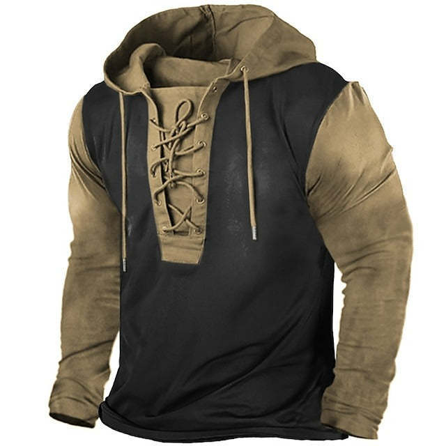 Comercio exterior transfronterizo 2023 hombres retro con cordones con capucha camiseta otoño e invierno nuevo casual Top Sudadera con capucha de los hombres