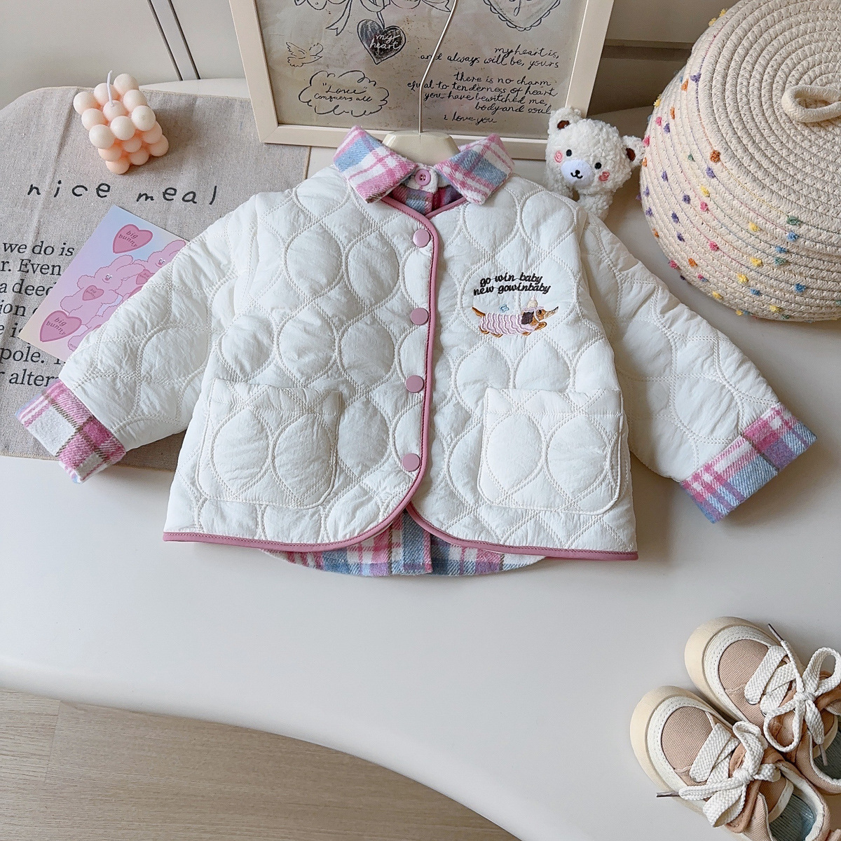 新品2025女童外套加绒加厚冬季新款洋气儿童棉衣小女孩假两件棉袄