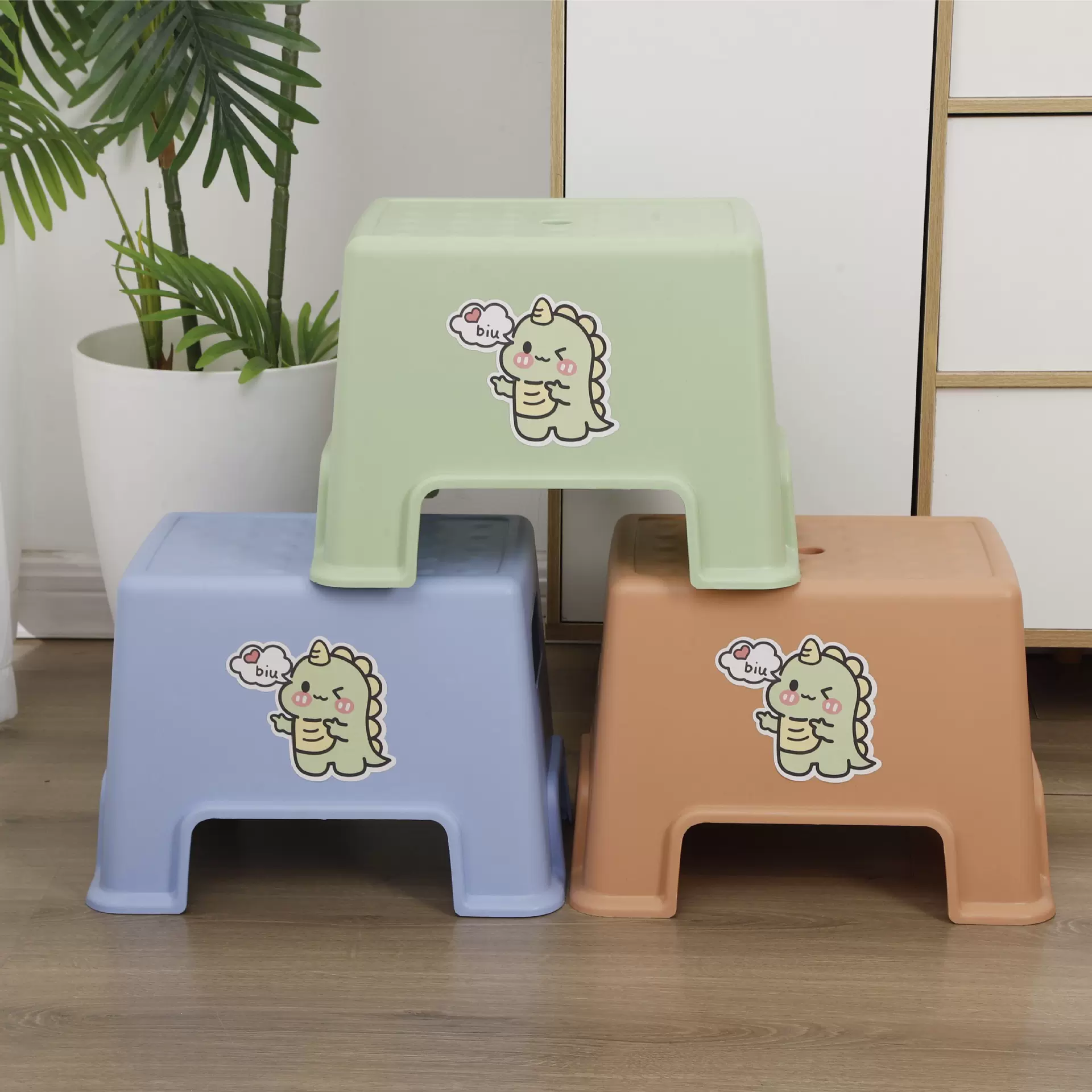 塑料凳子家用儿童加厚宝宝换鞋浴室脚踩防滑矮凳板凳收纳凳恐龙凳