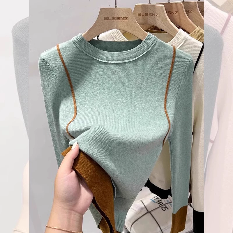 Конструктор цвета трикотажный нижний свитер женский уникальный шикарный топ осенью и зимой