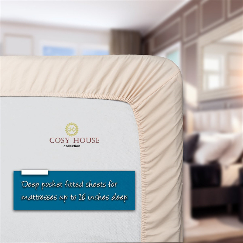 跨境亚马逊纯色竹制深口袋床单四件套套装竹纤维欧美床上用品外贸