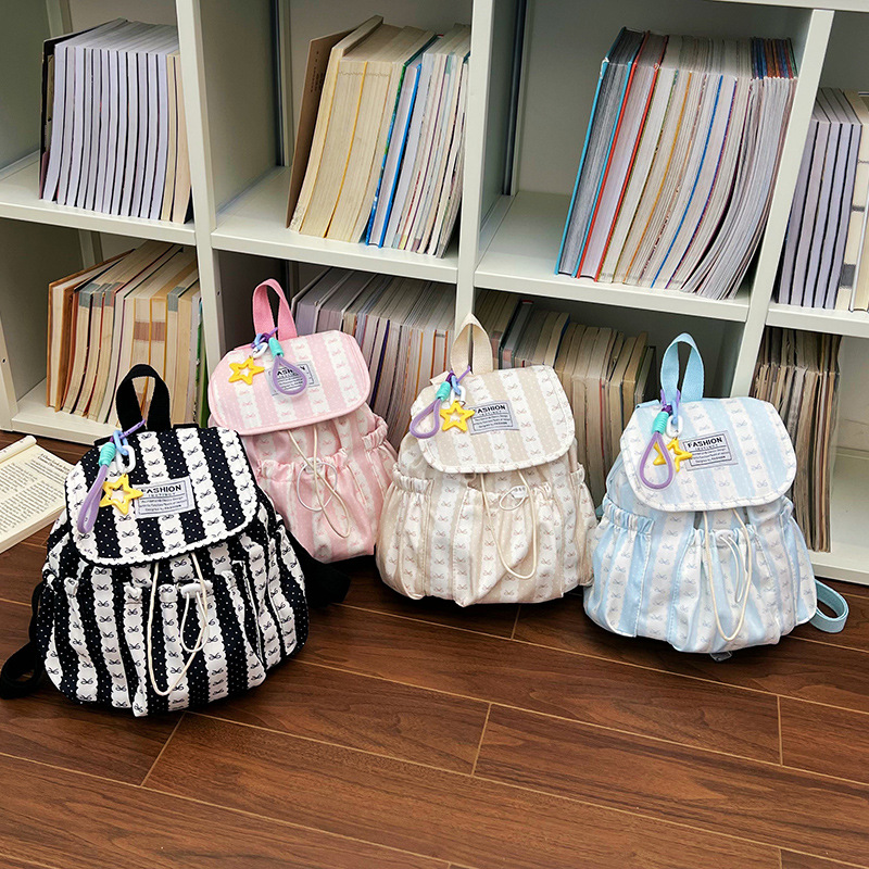 Suave sistema de diseño de rayas de color fresco mochila de la fiesta de las niñas estudiantes de viaje diario de compras mochila de primavera