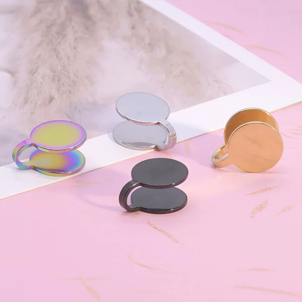 Creative Round Ear Clips DIY Earrings Stainless Steel Pierced Earrings Jewelry Accessories Niche Design Ready Stock Wholesale