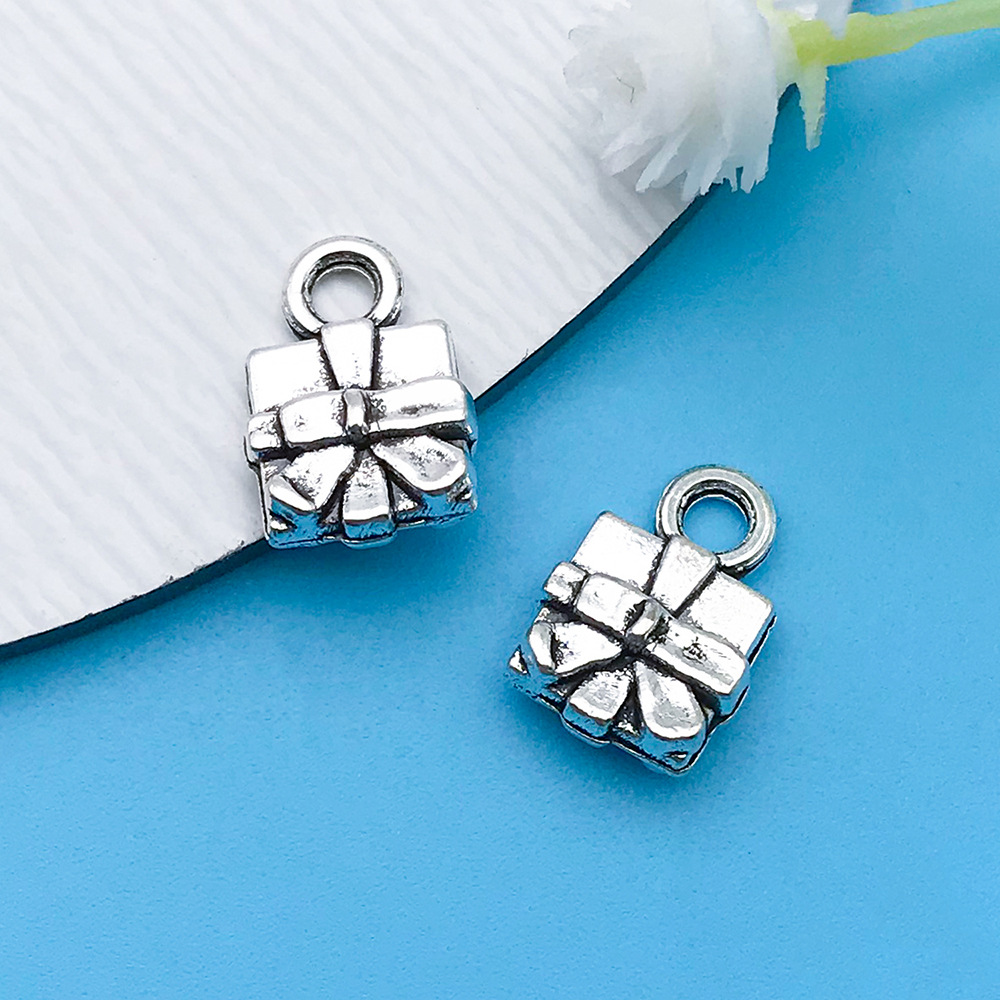 1 고대 실버 광장 크리스마스 선물 상자 8x 11.5mm-11213-0.8g