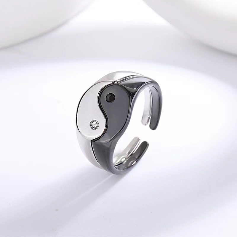 Chinoiserie Casual Tai Chi Alloy Plating Couple Open Rings 1 Piece display picture 4