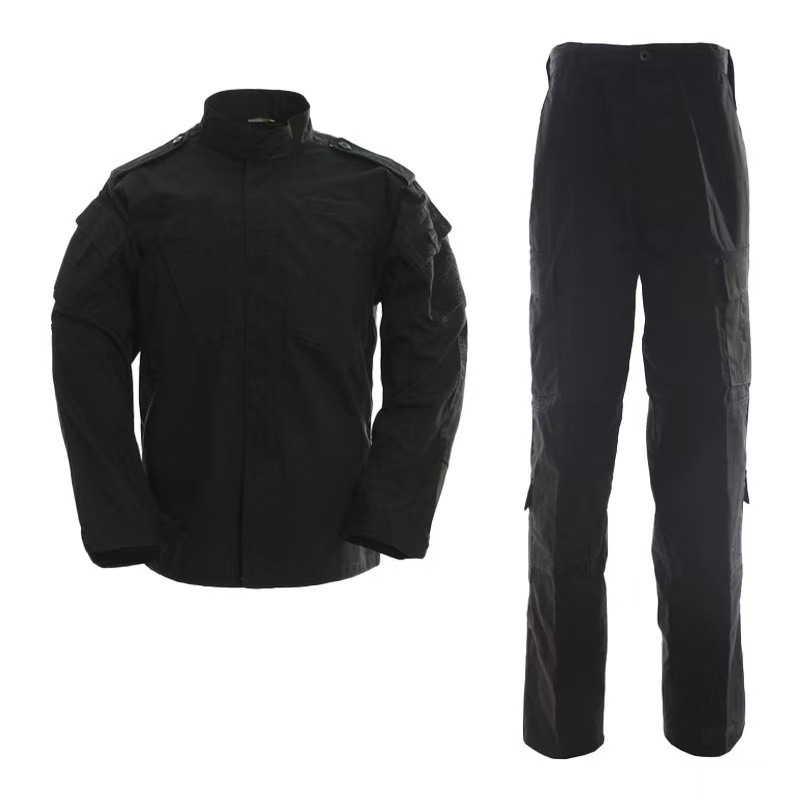 Trajes de camuflaje negros transfronterizos para hombres al aire libre tácticos trajes de entrenamiento resistentes al desgaste herramientas primavera y otoño fabricantes al por mayor