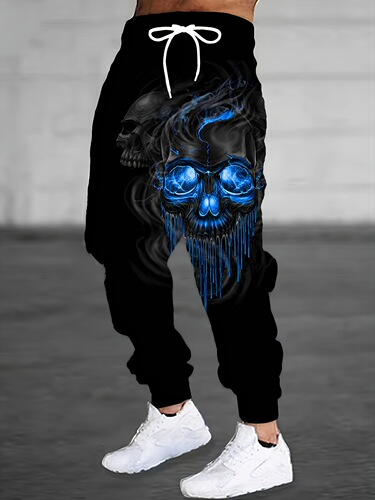 European and American-style printed hip-hop abstract pants, loose-fit retro casual 3D digital design for autumn and winter, men's.