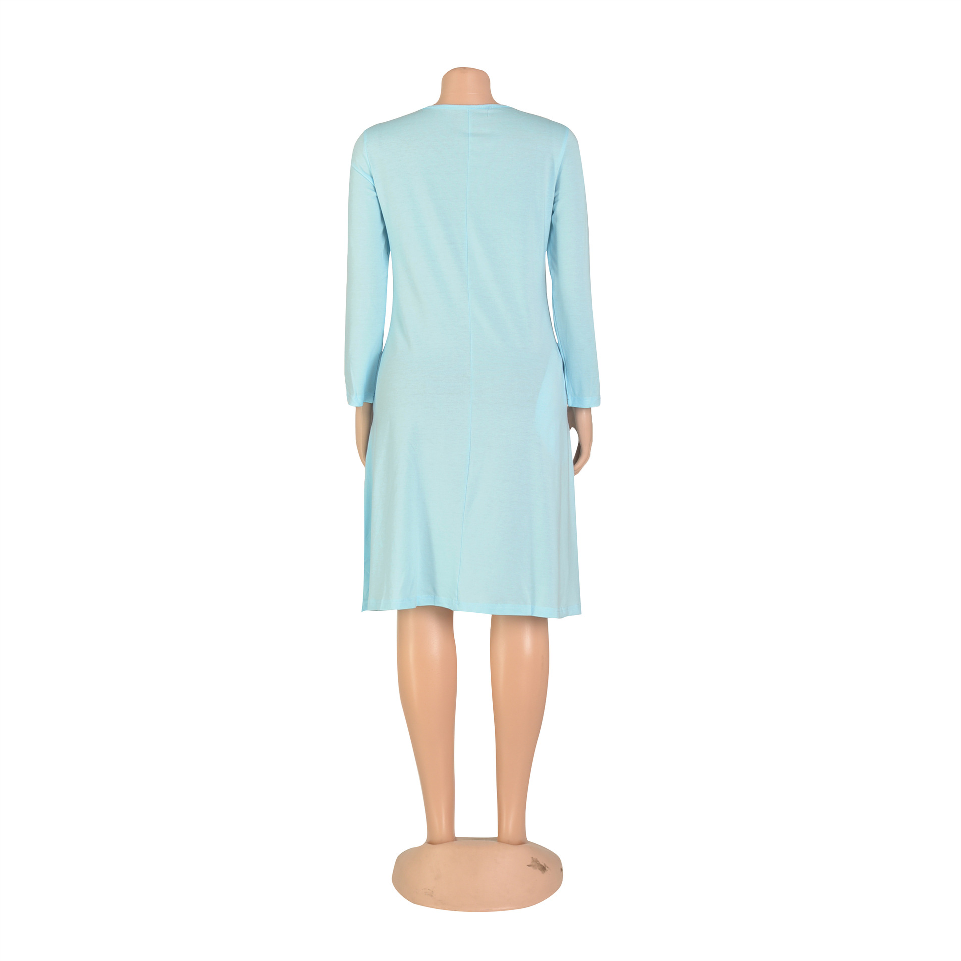 Women Clothing Dress Long Sleeve T-shirt Mid Solid Color Basic Summer Autumn