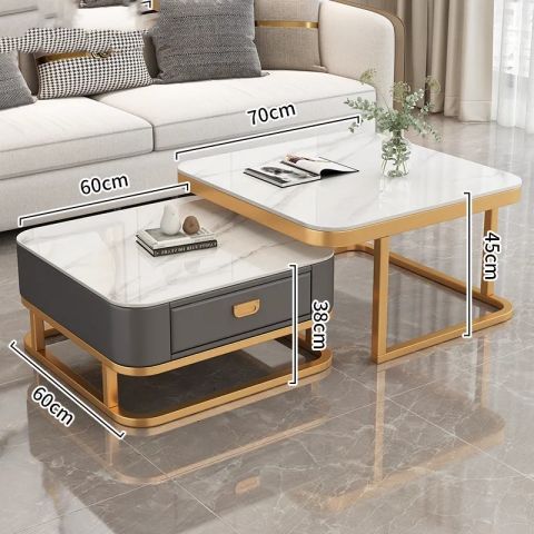 Mesa de té de lujo ligera sala de estar doméstica moderna y pequeña casa red cuadrada de vidrio rojo tablero de TV combinado mesa de té