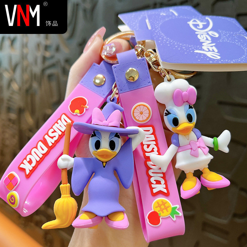 Authentic Daisy Donald Duck Winnie the Pooh Keychain Female Creative Cute Cartoon Glue Doll Key Chain Bag Pendant