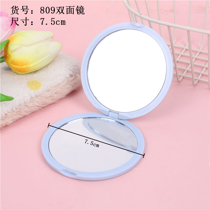 Espejo de maquillaje plegable de plástico con diseño de dopamina, espejo pequeño redondo, espejo de mano portátil de doble cara abatible, espejo plegable.