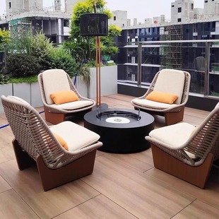 Outdoor Rattan Sofa Courtyard Furniture Waterproof B&B Model Room Leisure Designer Combination Hotel Villa Balcony