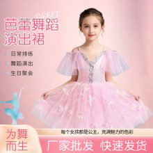儿童芭蕾舞裙女小天鹅渐变蓬蓬长纱裙公主芭蕾舞蹈服裙团体演出服