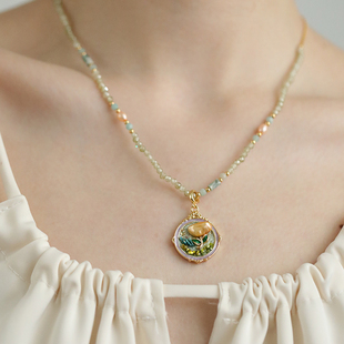 Oil Painting Pendant Necklace Women's Natural Baroque Pearl New Chinese Style Light Luxury Niche Dopamine Beaded Clavicle Chain
