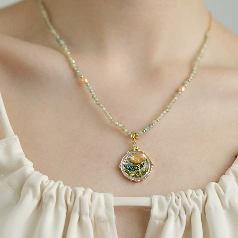 Картина маслом кулон ожерелье женский натуральный барочный жемчуг Новый китайский допамин легкий экстравагантный