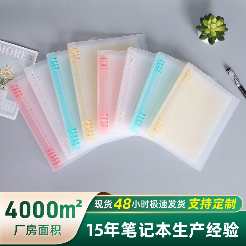 Four Color Light Color Stationery PP Plastic Loose-leaf Notebook Set Customized B5 Loose-leaf Coil Hand Account Case Customized