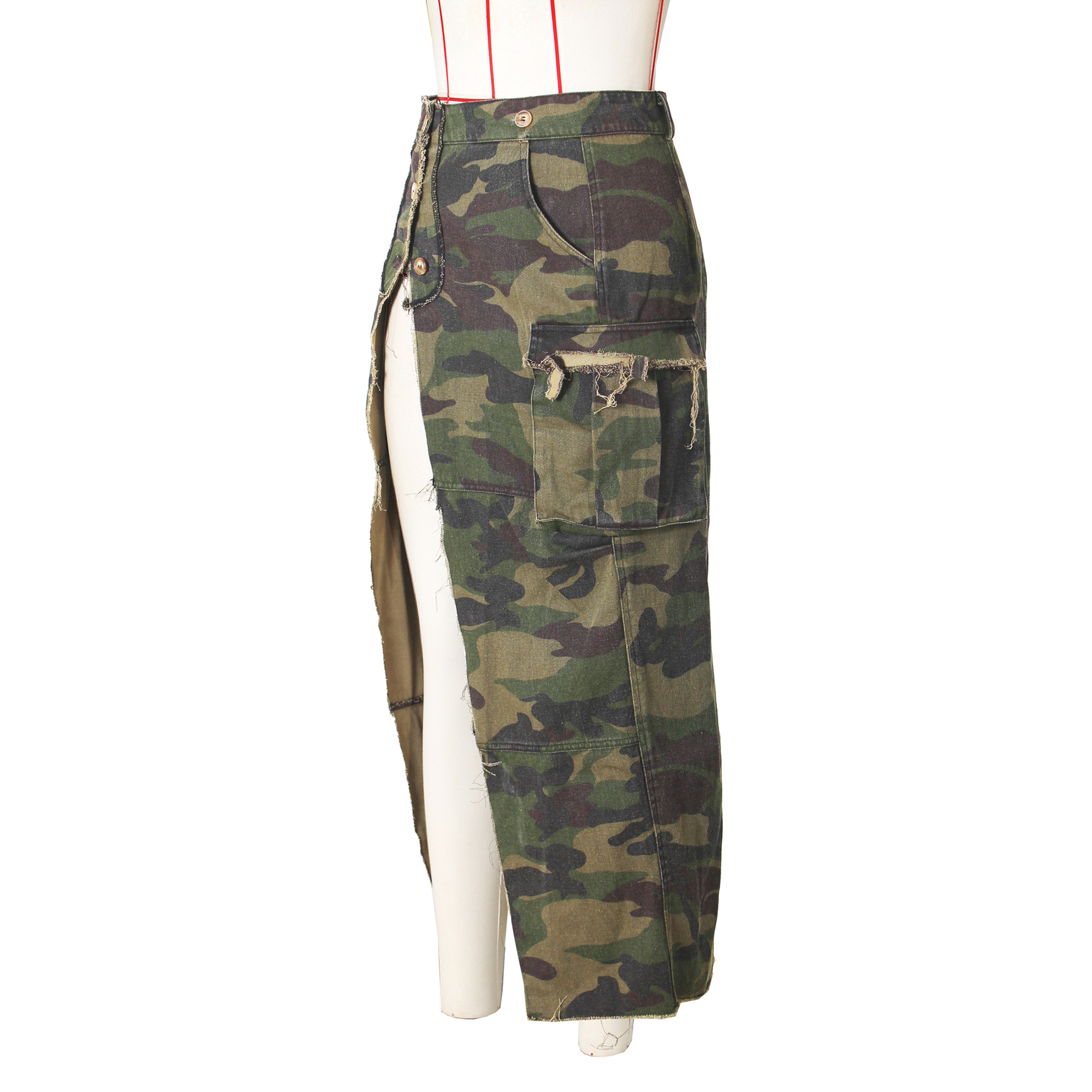 Summer Spring Casual Streetwear Camouflage Spandex Polyester Maxi Long Dress Skirts display picture 3