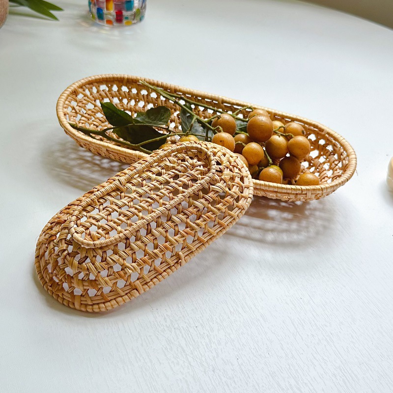 Vietnam de caña trenzada bandeja de fruta cesta trenzada cesta de comida pan