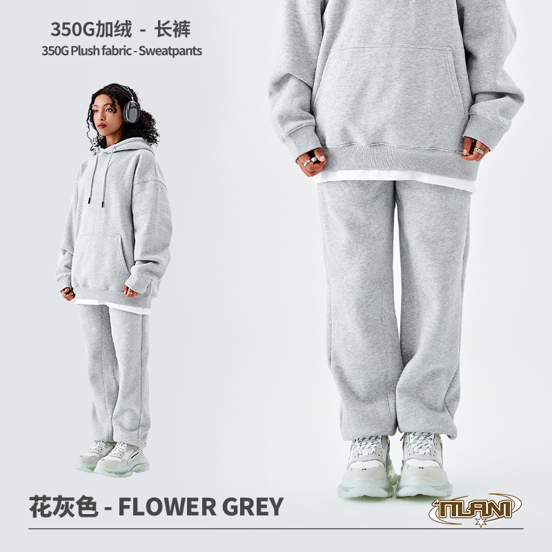 Conjunto deportivo unisex, sudadera con capucha y pantalón, forro polar grueso 350g, moda europea y americana