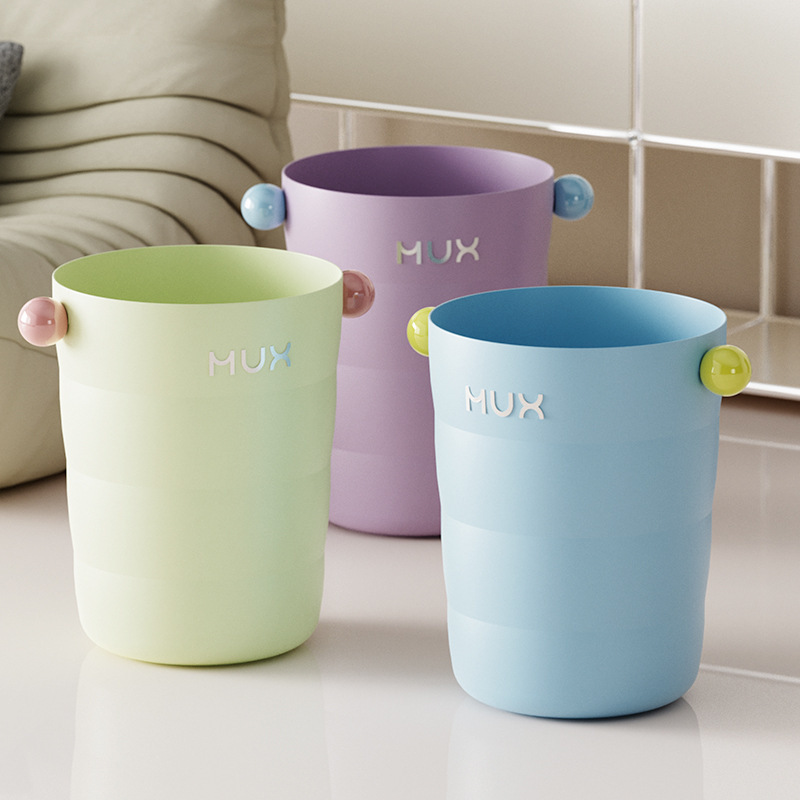 2026 New Model Trash Can for Home Use, High-End Feel, Heightened, Non-Slip, Round Handle, Macaron Pop Bucket Trash Bin