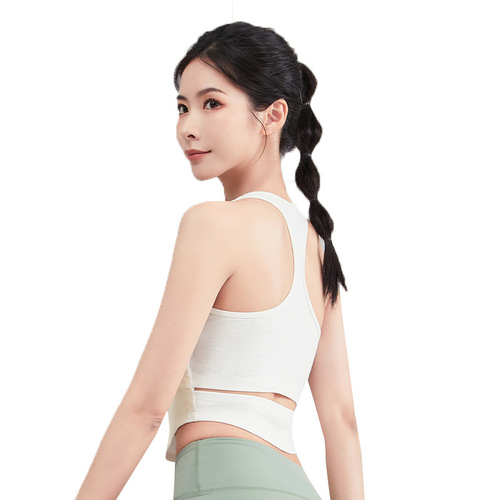 Cross-border high-intensity sports top with built-in bra for women, advanced fitness running yoga attire