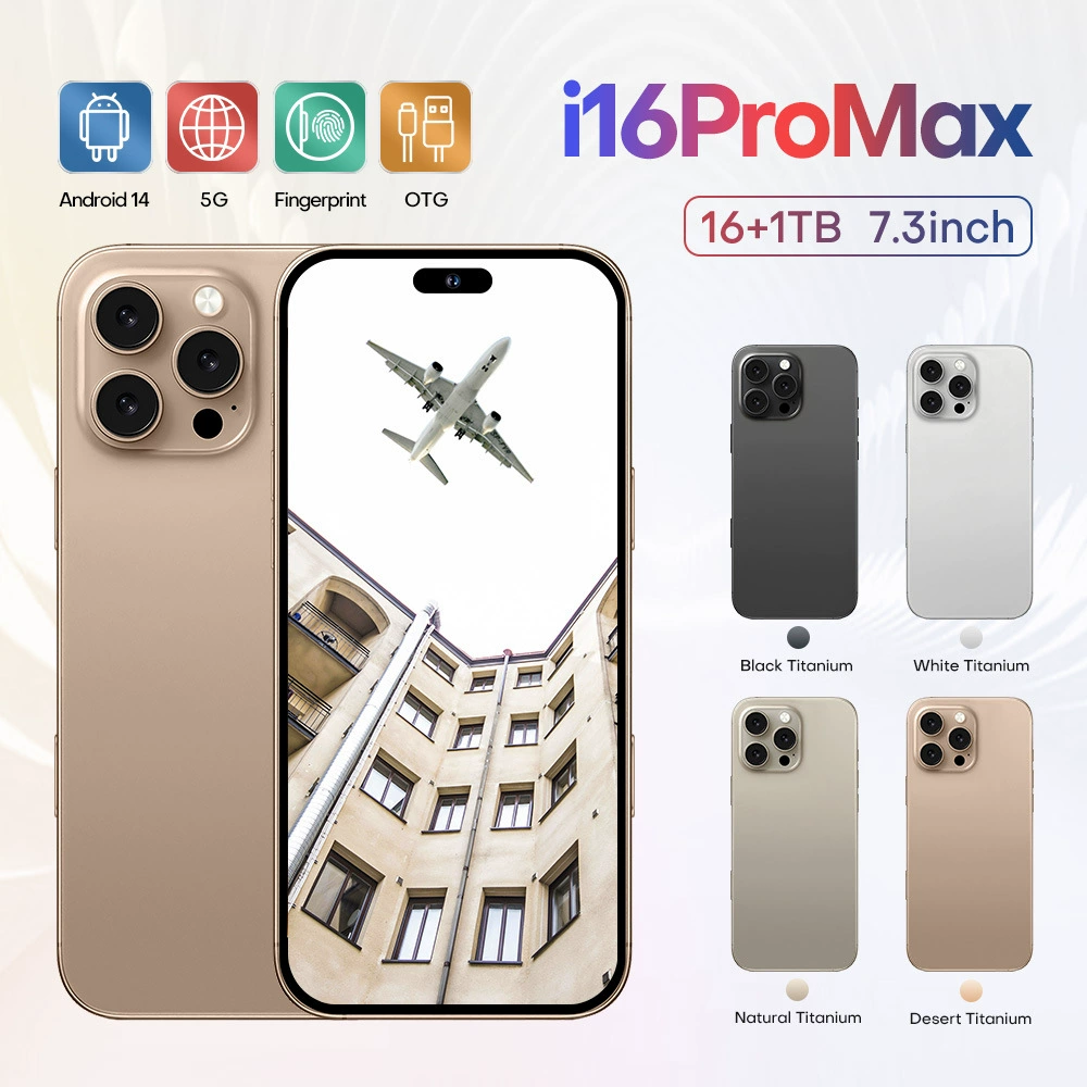 Смартфон i16 Pro Max, Android 14, 7,3-дюймовый AMOLED, 5G, 16 ГБ + 1 ТБ (варианты EU/US/AU/UK)