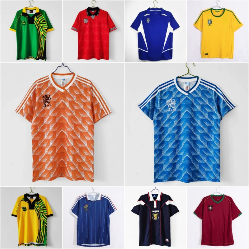 Футболка ретро с коротким рукавом национальной команды Бразилия Аргентина Япония Англия Португалия Испания Тайландская версия
