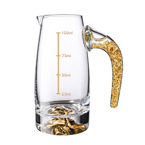 Copa de licor de lámina de oro conjunto de vidrio de cristal dos dos puntos jar Jinshan taza de bala porta taza doméstica mayorista