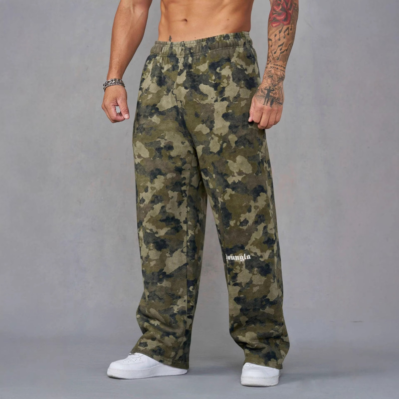 Youngla New American-Style Men's Sports Pants Jogging Fitness Muscle Training Embroidered Straight-Leg Casual Long Pants Trendy