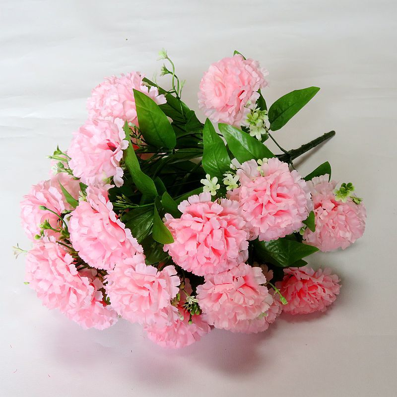 Ramo de flores artificiales decorativas de 24 cabezas de claveles simulados, lila artificial al por mayor image 4
