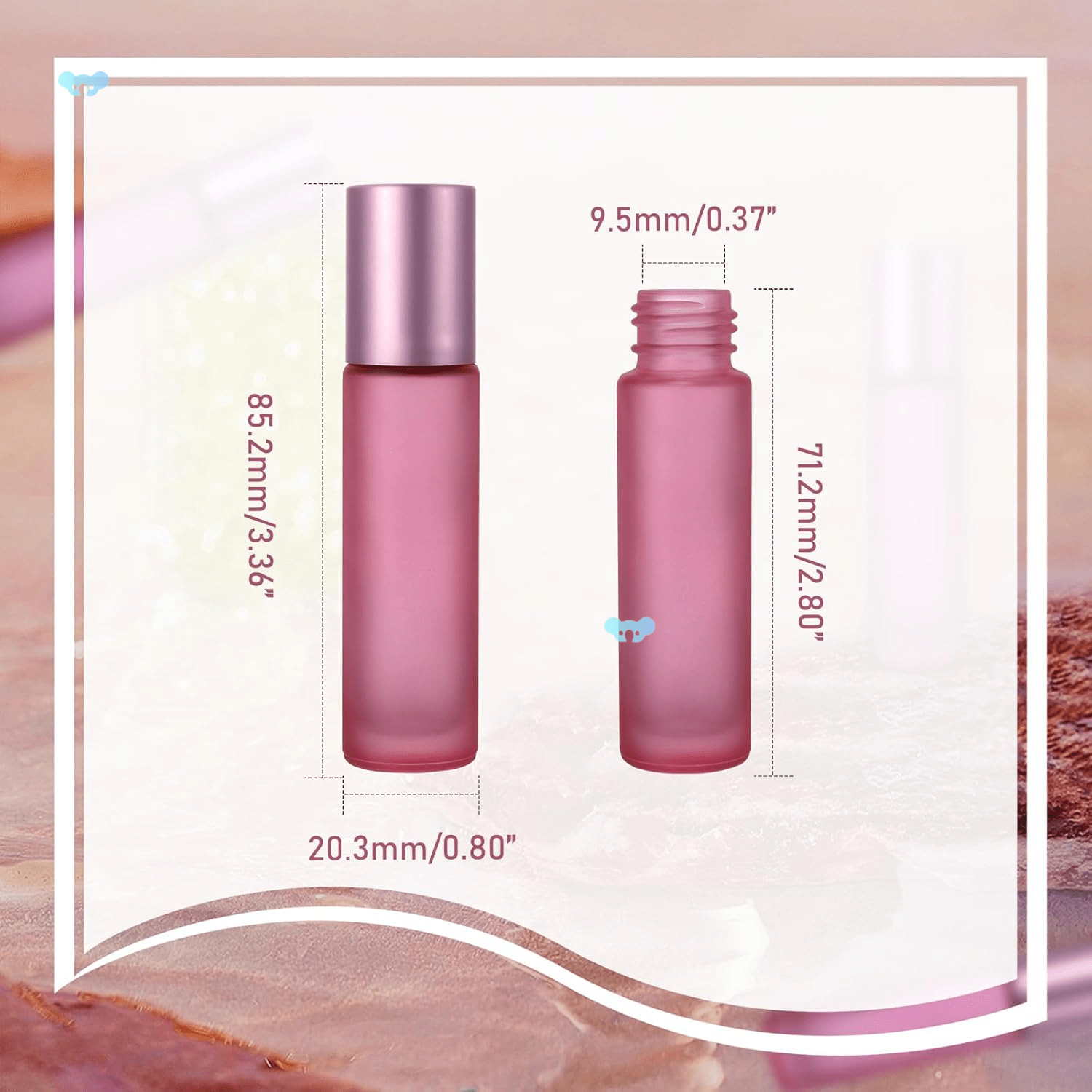 10 pack Pink Glass Roller Bott 10 pack Pink Frosted跨境|ms