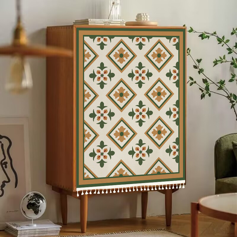 European Retro Checkered Cabinet Curtain Velcro Curtain Utility Cabinet Bookcase Curtain Cabinet Dustproof Door Curtain