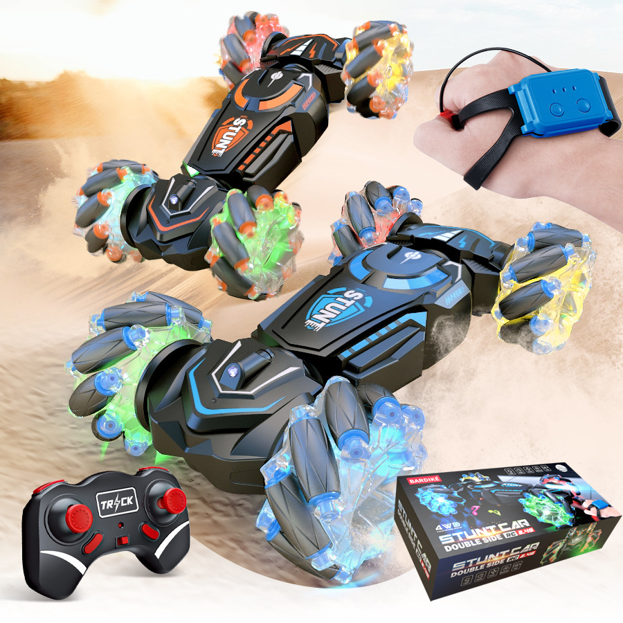 2,4g truco de carga de doble cara coche RC gesto de control remoto coche de carga externa de sonido y la luz se puede cerrar regalo para niños coche de juguete