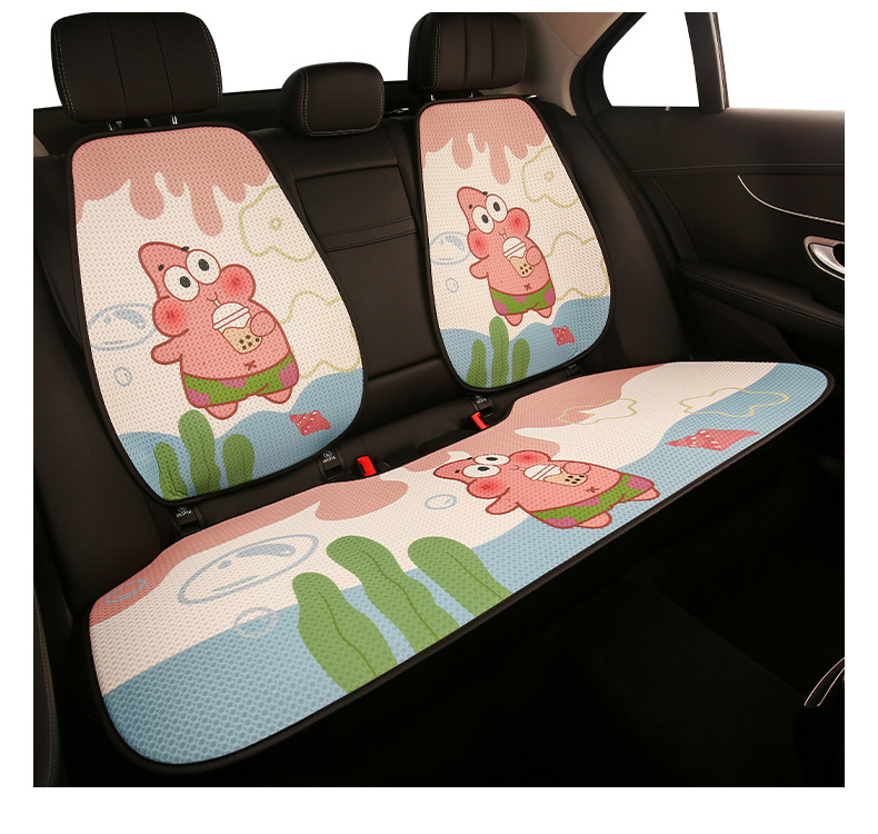 Patrick Star Cartoon Car Seat Cushion, Suitable for All Seasons, Cute Thin Breathable Seat Cover for Girls, Summer Cooling Pad with Ventilation