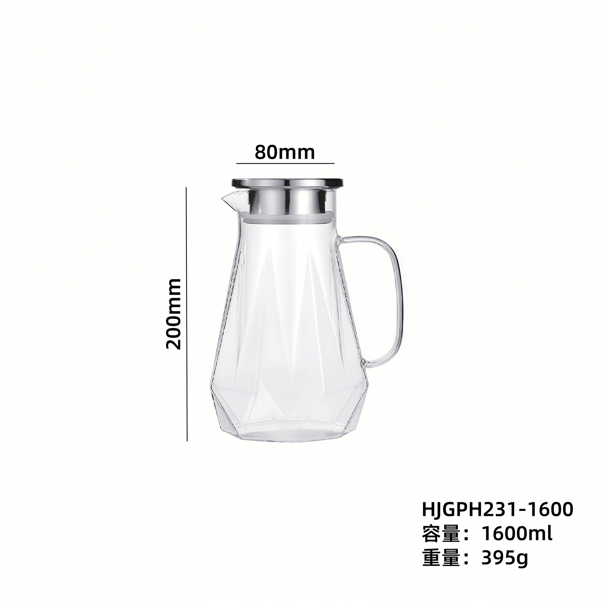 Gran capacidad de alta borosilicona resistente al calor tetera de agua caliente doméstica tetera de agua fría de vidrio tetera de té fría abierta tetera de jugo de fruta al por mayor