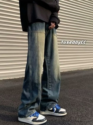 Men's Spring and Autumn Retro Straight Leg Loose Fashion Brand Wide Leg American Street Casual Long Pants In Stock