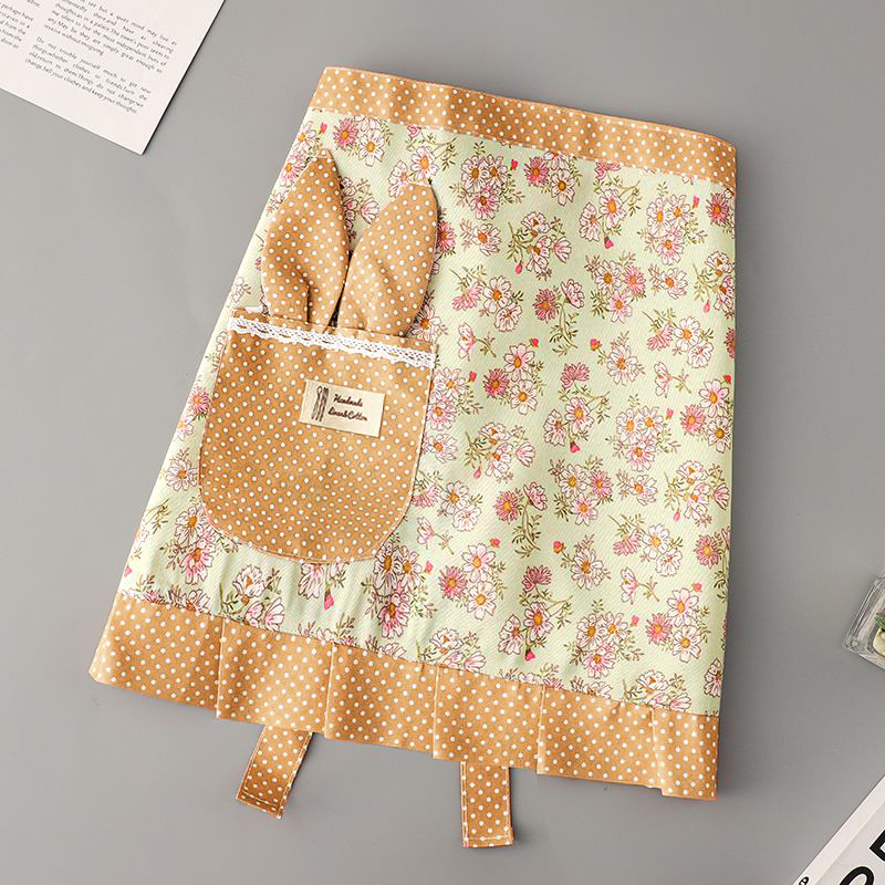 Pastoral, transpirable, pequeña lona fresca, medio cuerpo, cintura antiincrustante y resistente al desgaste, delantal de cocina, ropa de trabajo de media sección para el hogar