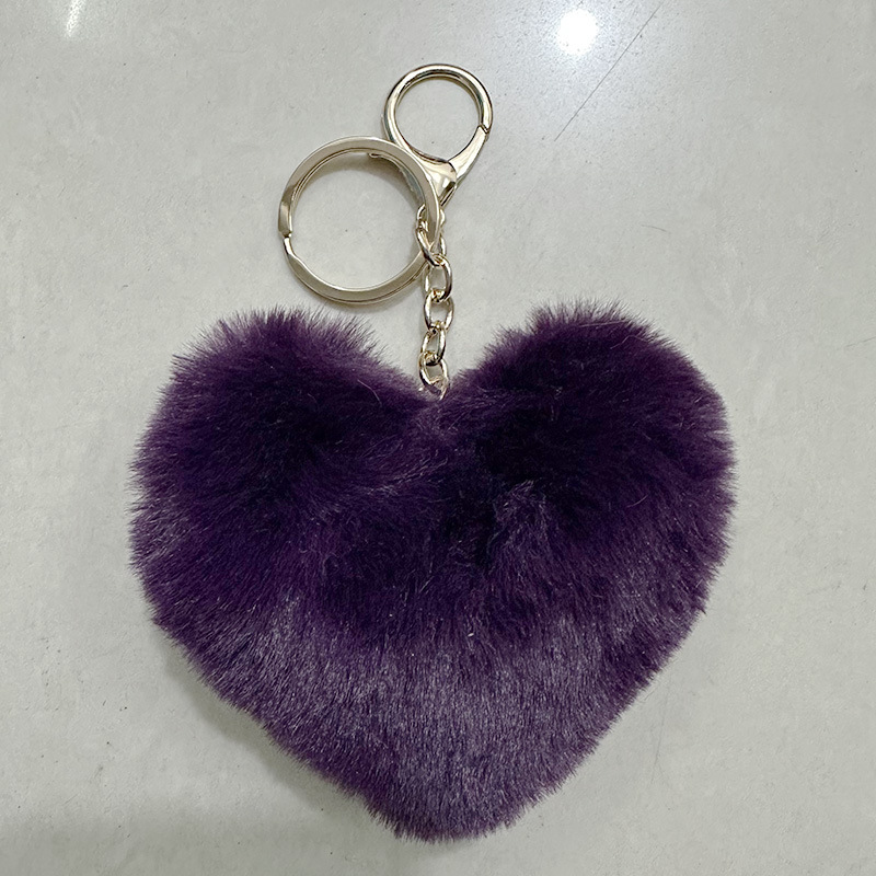 Moda de color rojo en forma de corazón de la felpa llavero pareja de imitación de piel de conejo Rex bola bolsa colgante adornos de coche al por mayor
