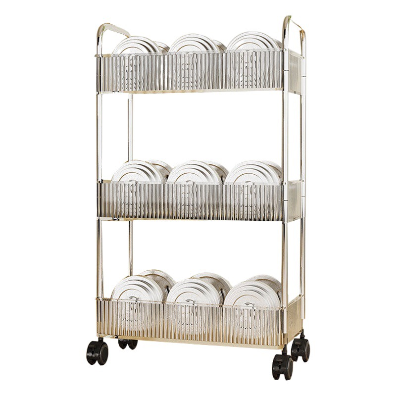 Carrito organizador de baño estilo ins, estantería transparente móvil de varias capas, moderna y minimalista