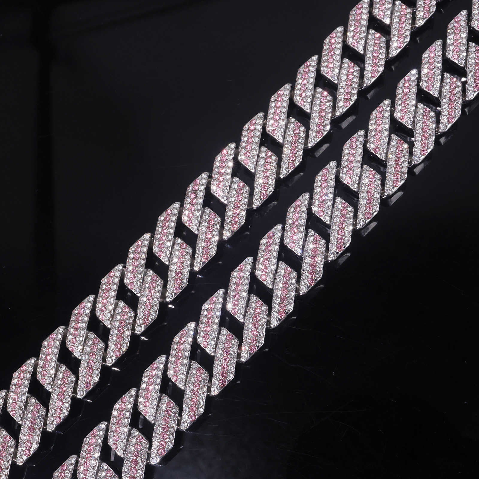 Diamond Cuban Chain Necklace Three Row Spring Hip Hop For Men_voghion.com