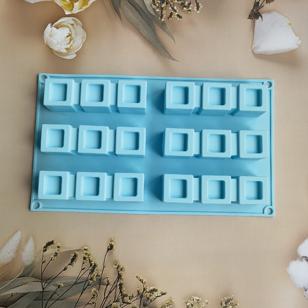 6 con tres cuadrados cóncavos 204 pastel chocolate molde de silicona molde de postre molde de hielo pastel horneado