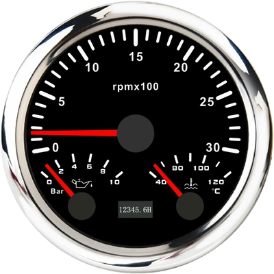 automobile instrument: Bar Gauge, Water Temperature ℃ - silver-edge-black-bottom-3000rpm