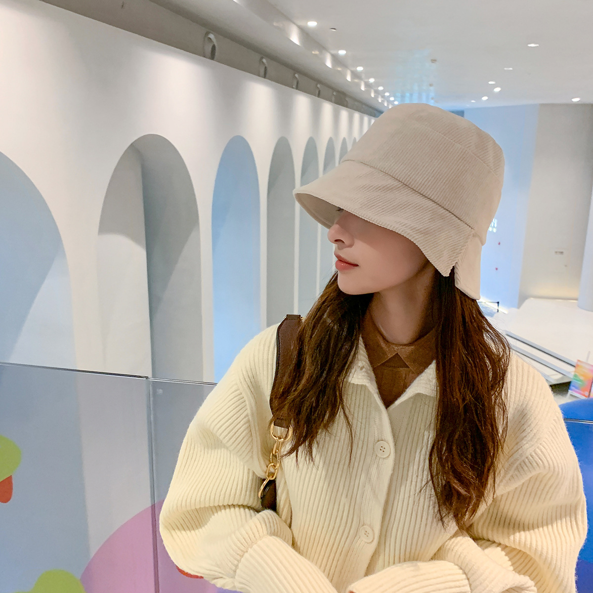 Pure Color Hat Korean Fashion Trend Split Corduroy Fisherman Hat display picture 3