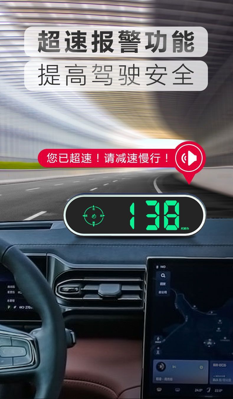 Car-mounted electronic dog head-up display with voice broadcast and Beidou car warning system