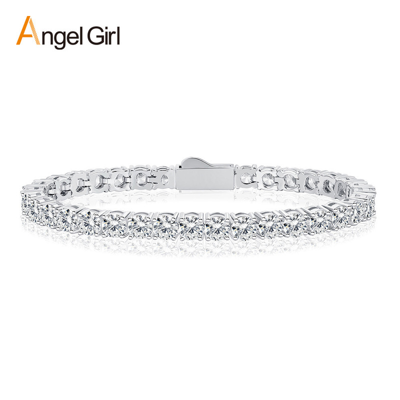 4mm Spring Buckle Zircon Tennis Bracelet Bracelet Fashion Design Export Amazon Hot Model Source Factory Wholesale