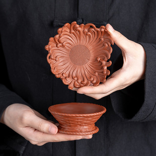 Purple Clay Chrysanthemum Tea Strainer Tea Leaf Separator Tea Set Accessory Zhu Clay Creative Funnel Tea Residue Filter Rack