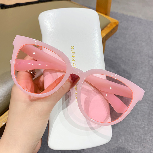 New K-Pop Trendy Jelly Tea Sunglasses, Instagram-style Women's Street Style Sunglasses, Slimming Face Sunglasses