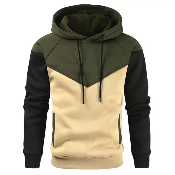 220g Fabric European Size Cross-Border Amazon Men's Color-Blocking Sweatshirt Fashion Men's Casual Sports Hoodie