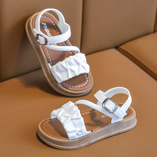 Children's princess shoes New summer anti-slip soft sole women's middle school children's shoes Velcro small children's shoes baby beach sandals
