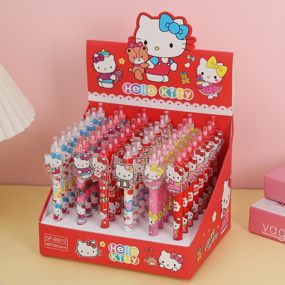 Parche de dibujos animados Bolígrafo de góner de prensa Bolígrafo negro Bolígrafo de firma de escritura de examen de estudiante en caja